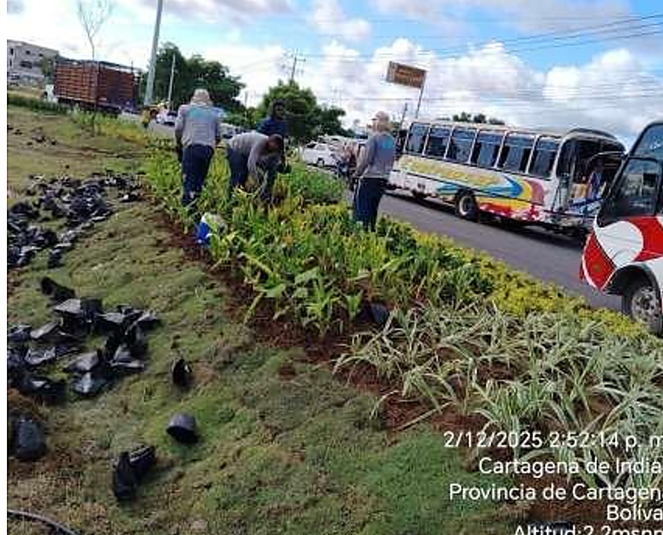 Separador vial en obra de urbanismo